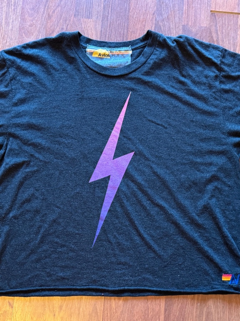 Aviator Nation Boyfriend  Lightning Bolt & Big Logo T shirt -sz. XL -- EUC